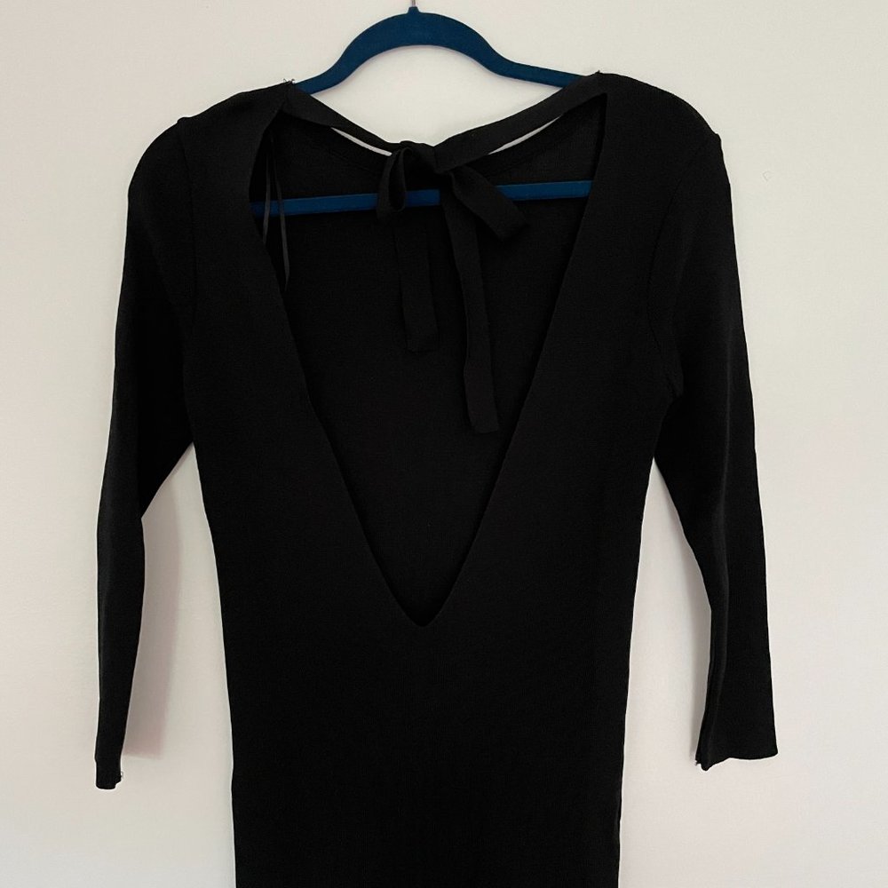 Black Midi Plunging Back Dress - Picture 6 of 6